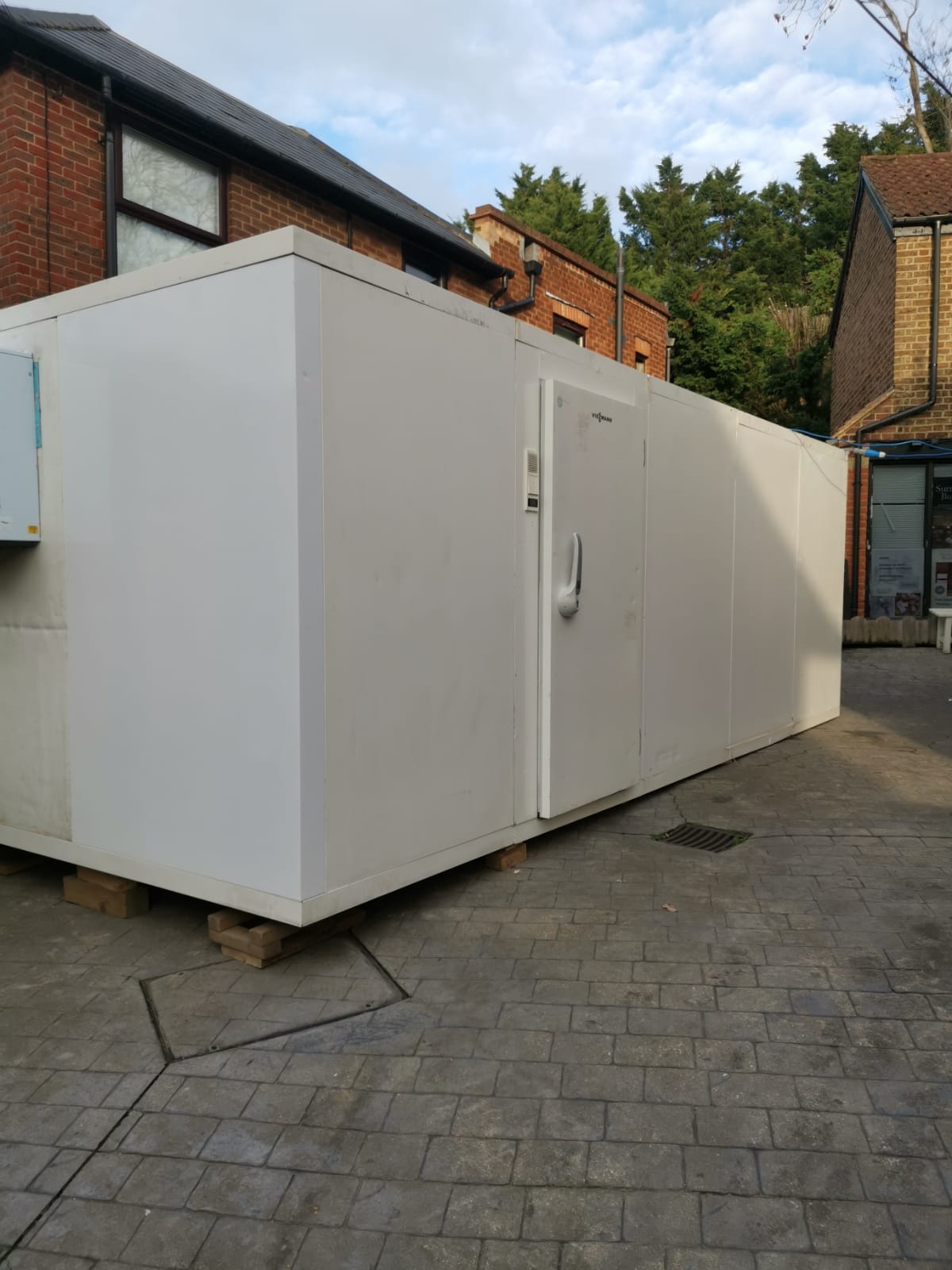 A VCS cold room installed in a courtyard